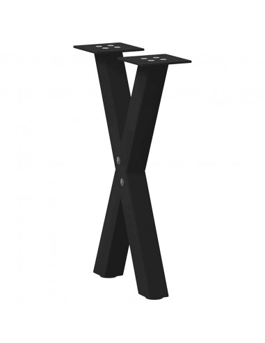 Gambe Tavolino Caffè a X 2 pz Nero 28x(42-43) cm Acciaio