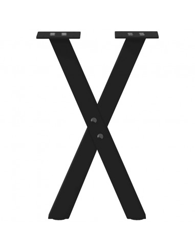 Gambe Tavolino Caffè a X 2 pz Nero 28x(42-43) cm Acciaio