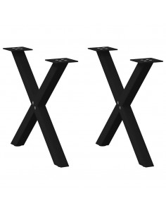 Gambe Tavolino Caffè a X 2 pz Nero 38x(42-43)cm Acciaio