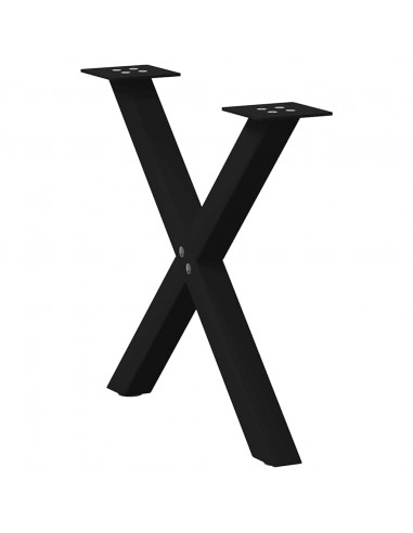 Gambe Tavolino Caffè a X 2 pz Nero 38x(42-43)cm Acciaio