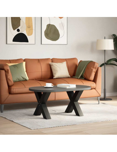 Gambe Tavolino Caffè a X 2 pz Nero 60x(42-43)cm Acciaio