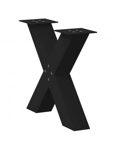 Gambe Tavolino Caffè a X 2 pz Nero 60x(42-43)cm Acciaio