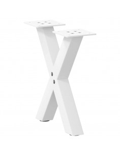 Gambe Tavolino da Caffè a X 2 pz Bianco 30x(30-31)cm in Acciaio
