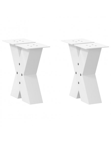 Gambe Tavolino da Caffè a X 2 pz Bianco 30x(30-31)cm in Acciaio