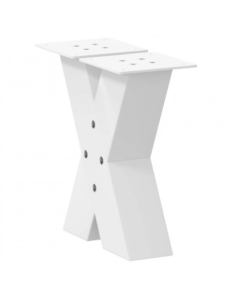 Gambe Tavolino da Caffè a X 2 pz Bianco 30x(30-31)cm in Acciaio