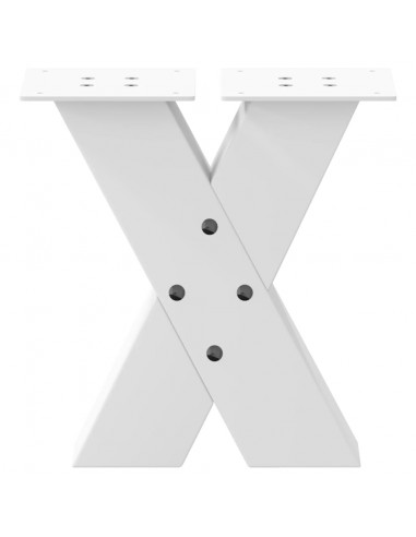 Gambe Tavolino da Caffè a X 2 pz Bianco 30x(30-31)cm in Acciaio