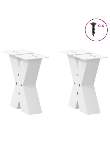 Gambe Tavolino da Caffè a X 2 pz Bianco 40x(30-31)cm in Acciaio