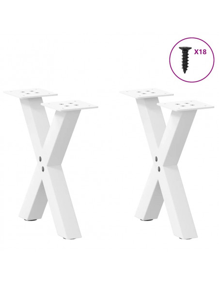 Gambe Tavolino da Caffè a X 2 pz Bianco 40x(30-31)cm in Acciaio