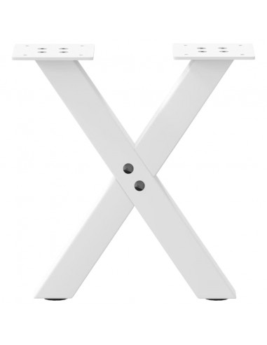 Gambe Tavolino da Caffè a X 2 pz Bianco 40x(30-31)cm in Acciaio