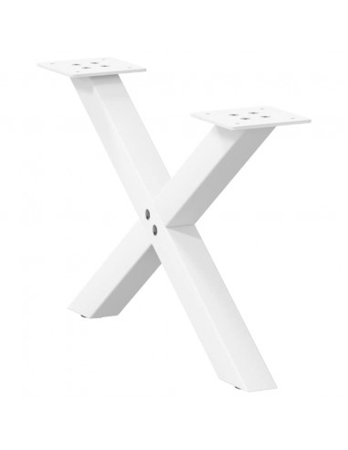 Gambe Tavolino da Caffè a X 2 pz Bianco 50x(30-31)cm in Acciaio