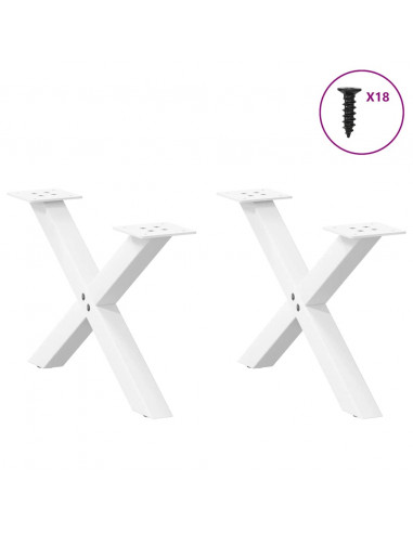 Gambe Tavolino da Caffè a X 2 pz Bianco 50x(30-31)cm in Acciaio