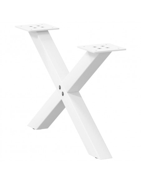 Gambe Tavolino da Caffè a X 2 pz Bianco 60x(30-31)cm in Acciaio