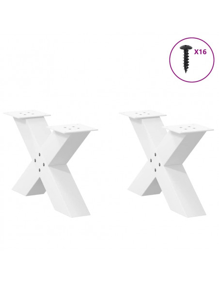 Gambe Tavolino da Caffè a X 2 pz Bianco 60x(30-31)cm in Acciaio