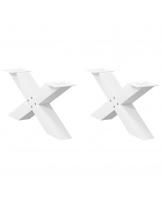 Gambe Tavolino da Caffè a X 2 pz Bianco 70x(30-31)cm in Acciaio