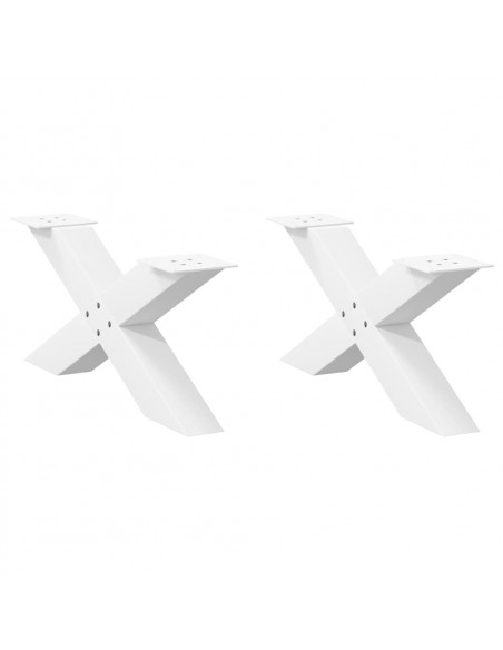Gambe Tavolino da Caffè a X 2 pz Bianco 70x(30-31)cm in Acciaio