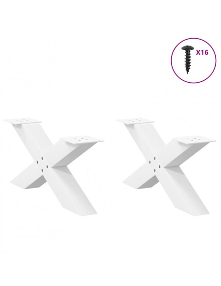 Gambe Tavolino da Caffè a X 2 pz Bianco 70x(30-31)cm in Acciaio