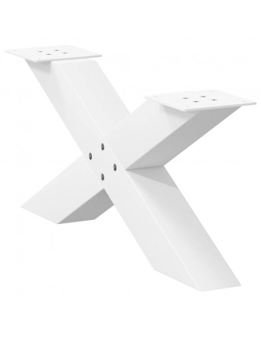 Gambe Tavolino da Caffè a X 2 pz Bianco 70x(30-31)cm in Acciaio