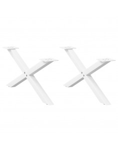 Gambe Tavolino da Caffè a X 2 pz Bianco 70x(30-31)cm in Acciaio