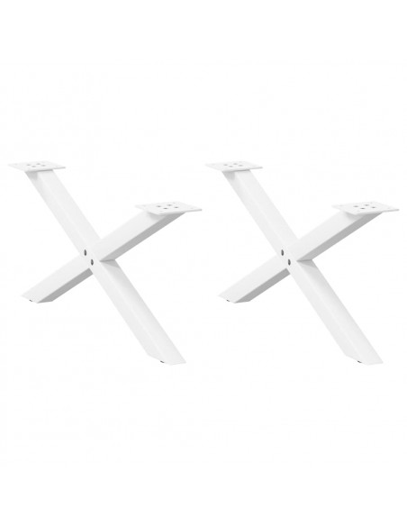 Gambe Tavolino da Caffè a X 2 pz Bianco 70x(30-31)cm in Acciaio