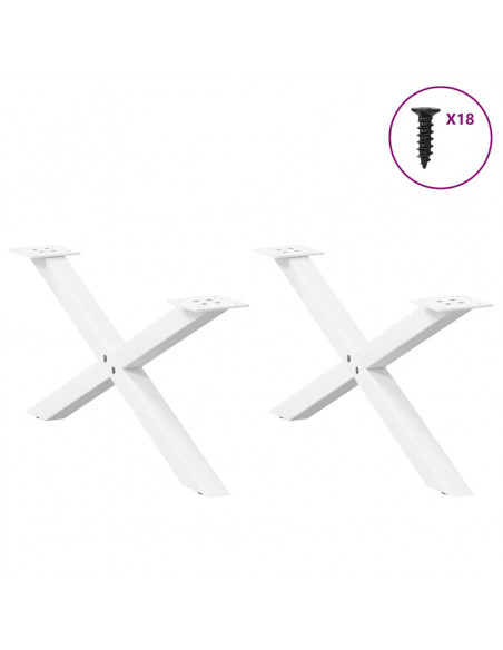 Gambe Tavolino da Caffè a X 2 pz Bianco 70x(30-31)cm in Acciaio