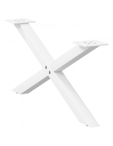 Gambe Tavolino da Caffè a X 2 pz Bianco 70x(30-31)cm in Acciaio