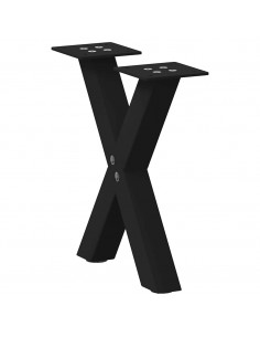 Gambe Tavolino da Caffè a X 2 pz Nero 30x(30-31) cm in Acciaio