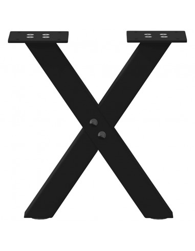 Gambe Tavolino da Caffè a X 2 pz Nero 30x(30-31) cm in Acciaio