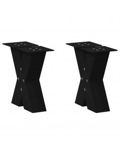 Gambe Tavolino da Caffè a X 2 pz Nero 30x(30-31) cm in Acciaio