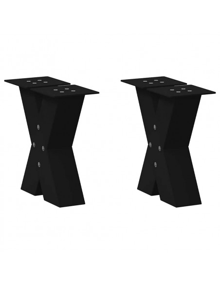 Gambe Tavolino da Caffè a X 2 pz Nero 30x(30-31) cm in Acciaio