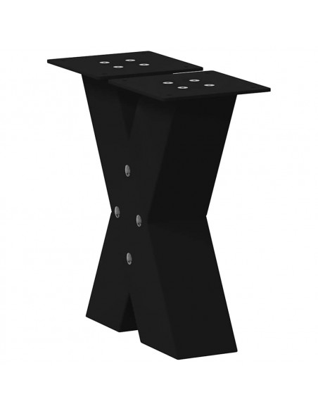 Gambe Tavolino da Caffè a X 2 pz Nero 30x(30-31) cm in Acciaio