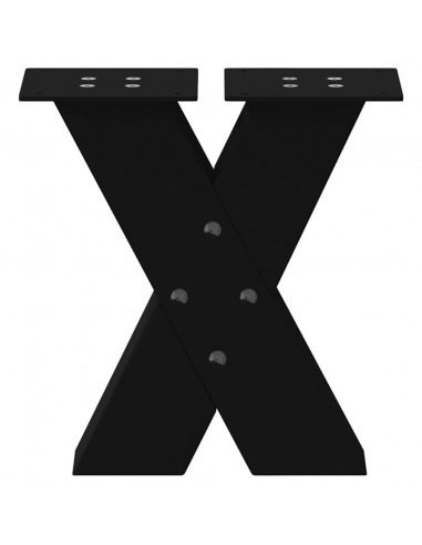 Gambe Tavolino da Caffè a X 2 pz Nero 30x(30-31) cm in Acciaio