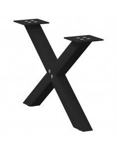 Gambe Tavolino da Caffè a X 2 pz Nero 50x(30-31) cm in Acciaio