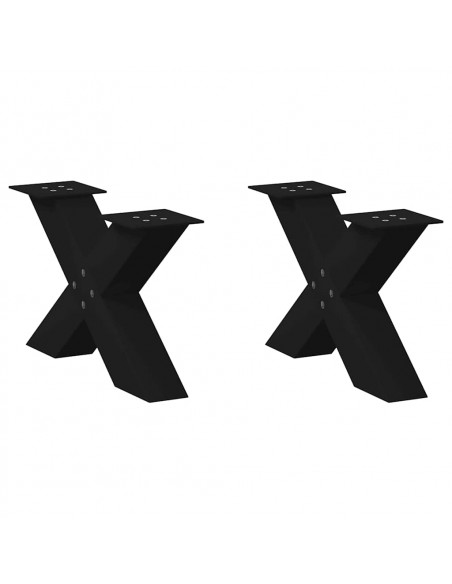 Gambe Tavolino da Caffè a X 2 pz Nero 50x(30-31) cm in Acciaio