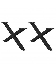 Gambe Tavolino da Caffè a X 2 pz Nero 70x(30-31) cm in Acciaio