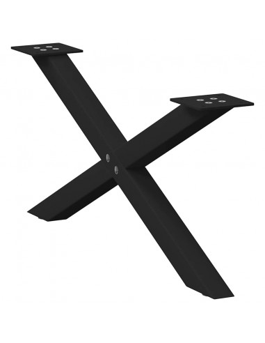 Gambe Tavolino da Caffè a X 2 pz Nero 70x(30-31) cm in Acciaio