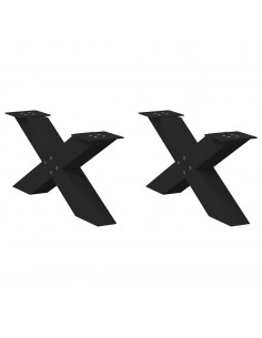 Gambe Tavolino da Caffè a X 2 pz Nero 70x(30-31) cm in Acciaio