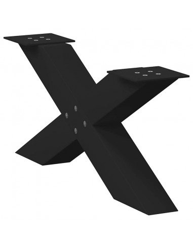 Gambe Tavolino da Caffè a X 2 pz Nero 70x(30-31) cm in Acciaio