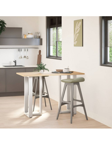 Gambe per tavolo da bar a forma di T 2 pz bianche 40x35x(90-91) cm in acciaio