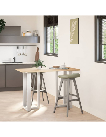 Gambe per tavolo da bar a forma di T 2 pz bianche 40x35x(90-91) cm in acciaio