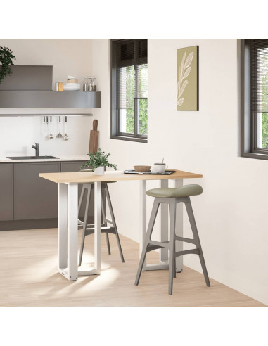 Gambe per tavolo da bar a forma di T 2 pz bianche 50x35x(90-91) cm in acciaio