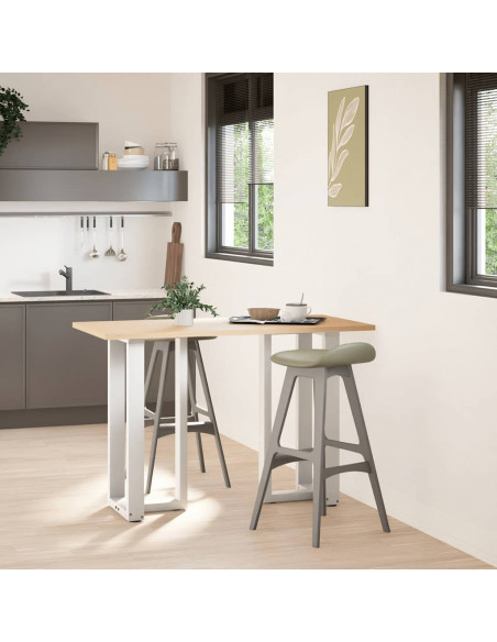 Gambe per tavolo da bar a forma di T 2 pz bianche 50x35x(90-91) cm in acciaio