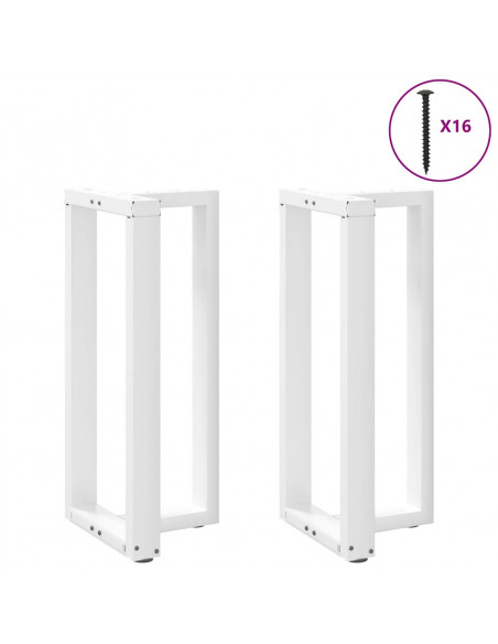 Gambe per tavolo da bar a forma di T 2 pz bianche 50x35x(90-91) cm in acciaio