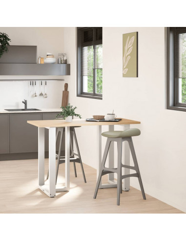 Gambe Tavolo Bar a Forma T 2 pz bianco 60x35x(91-92) cm Acciaio