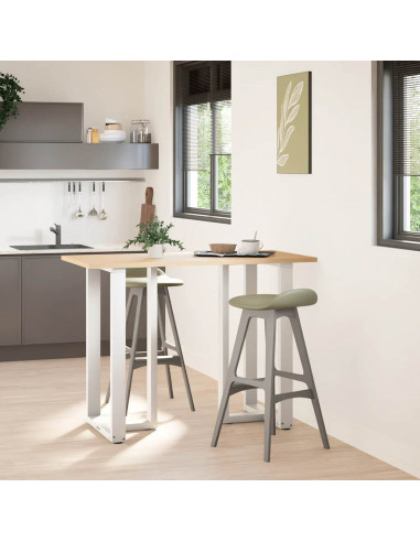 Gambe Tavolo Bar a Forma T 2pz bianco 60x35x(101-102)cm Acciaio