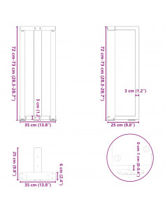 Gambe Tavolo Consolle a T 2 pz Bianco 38x25x(72-73) cm Acciaio