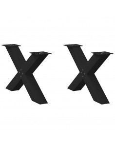 Gambe Tavolo Pranzo a Forma di X 2 pz Nero 70x(42-43)cm Acciaio