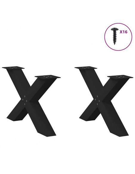 Gambe Tavolo Pranzo a Forma di X 2 pz Nero 70x(42-43)cm Acciaio