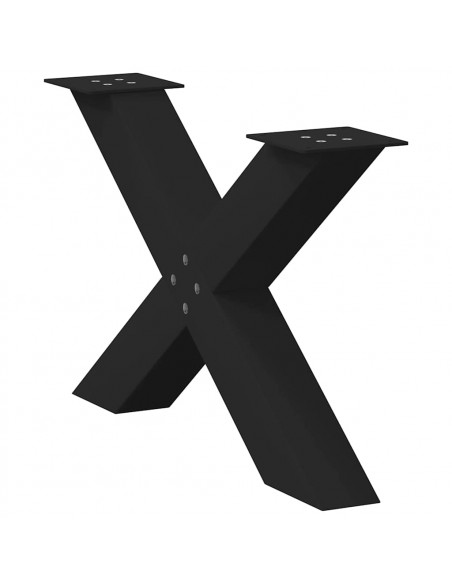 Gambe Tavolo Pranzo a Forma di X 2 pz Nero 70x(42-43)cm Acciaio