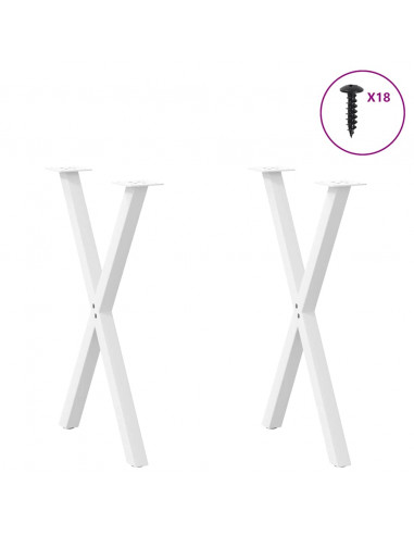 Gambe per tavolo da pranzo a forma di X 2 pz bianche 57x(72-73) cm in acciaio