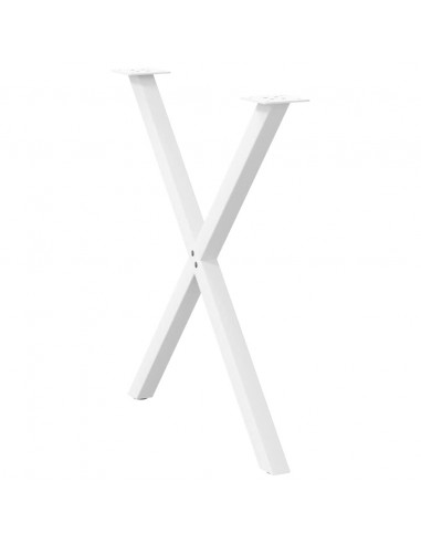 Gambe per tavolo da pranzo a forma di X 2 pz bianche 70x(72-73) cm in acciaio